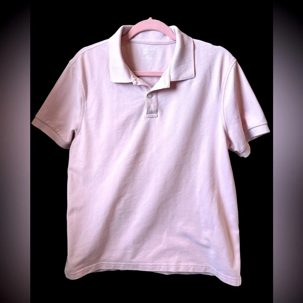 J. Crew Flex Piqué Untucked Polo Shirt Men‎ L LIGHT PINK Short Sleeve Stretch
